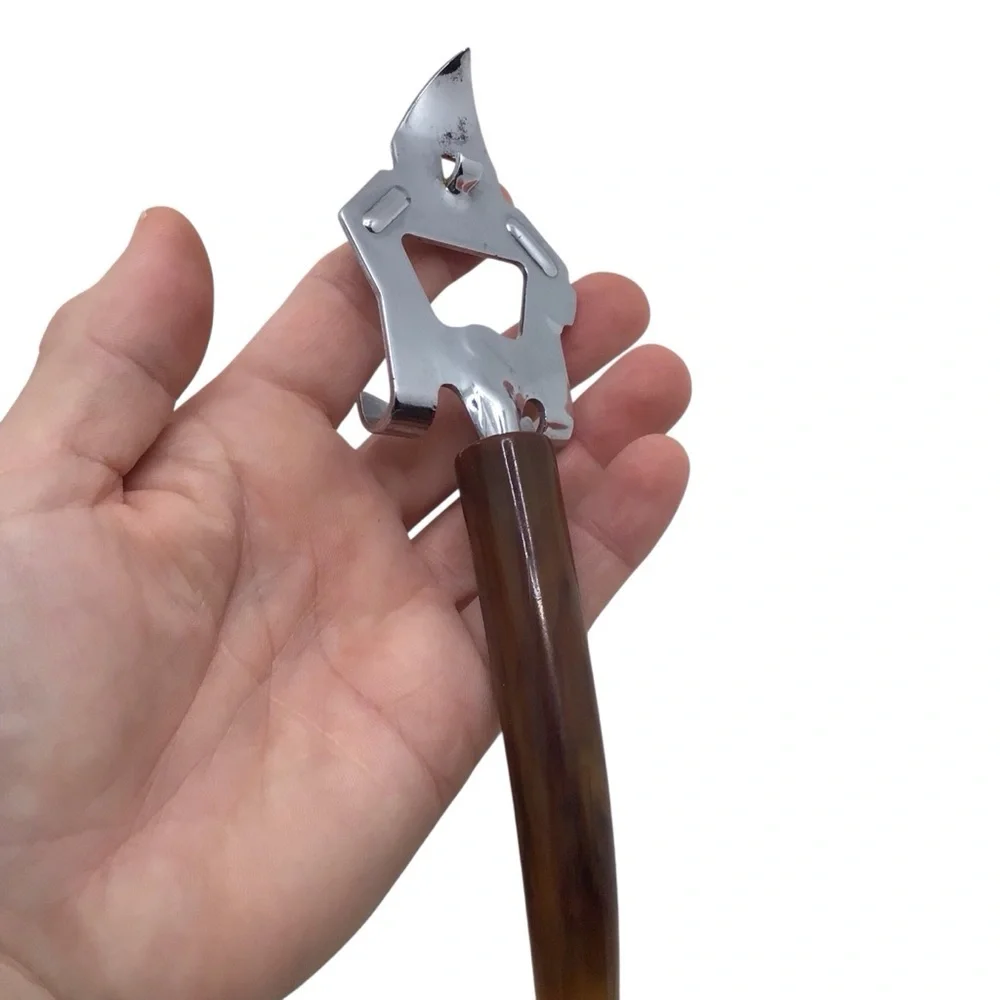 Vintage Mid Century Bakelite Bottle Can Opener Brown Swirled Handle Barware Tool